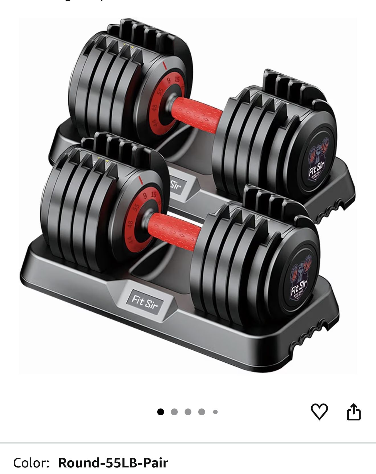 Adjustable Dumbbell Set 55LB Each 10 in 1