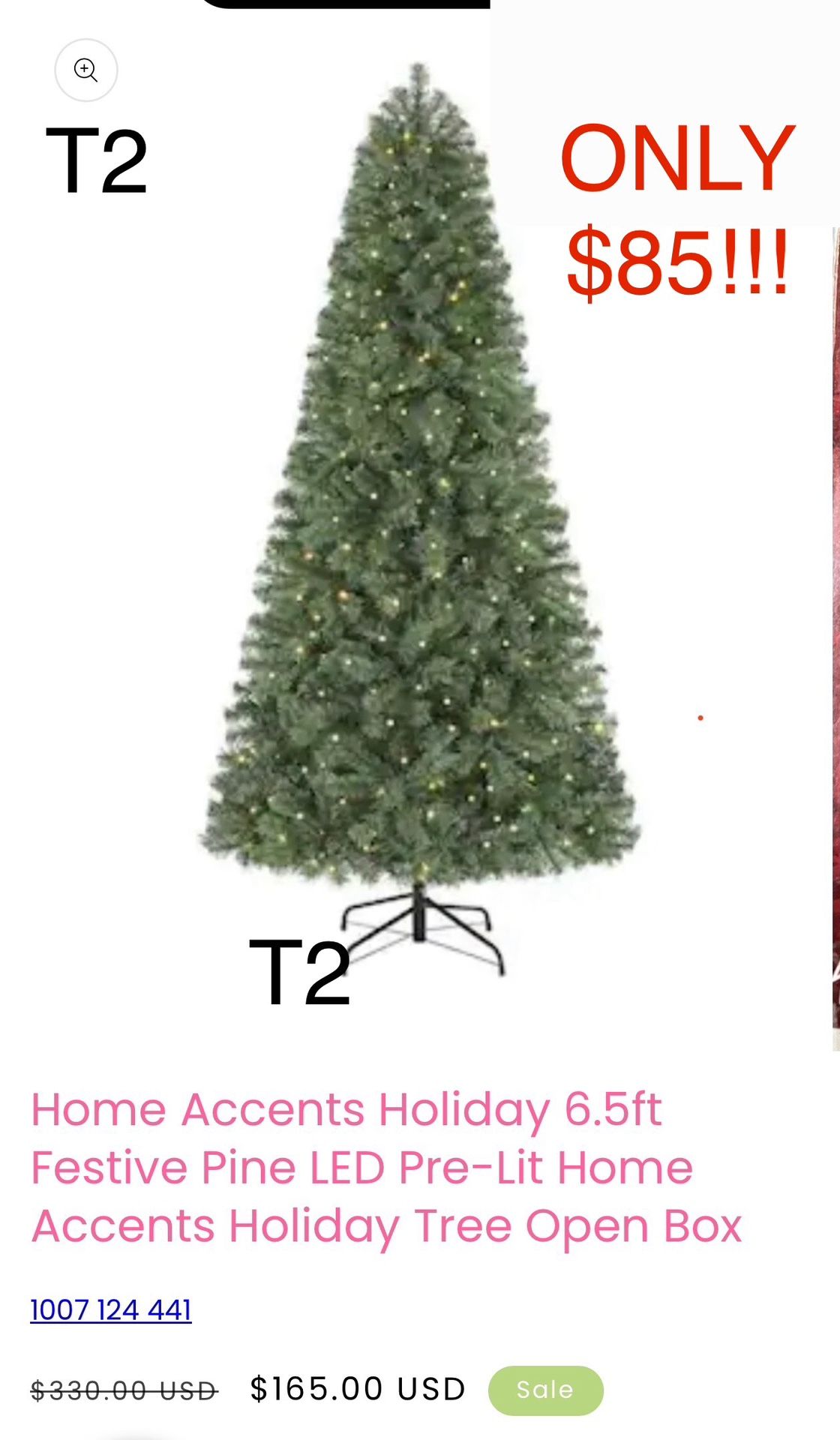 6.5 ft. Festive Pine LED Pre-Lit Artificial Christmas Tree Xmas