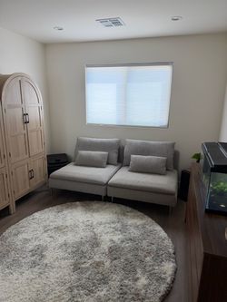Beige Fabric 2-Seat Sofa with Cushions