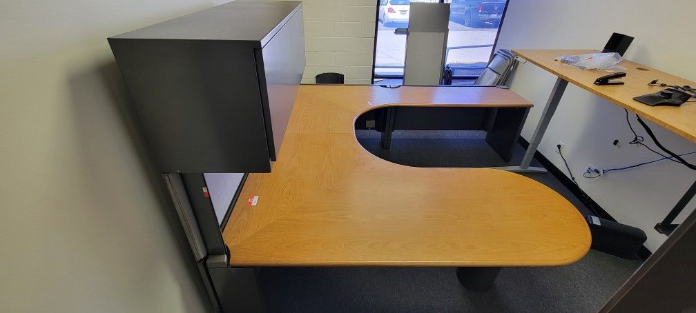 Office Furniture Lot - Desks + 4 Filing Cabinets - $500 - Must Pick Up