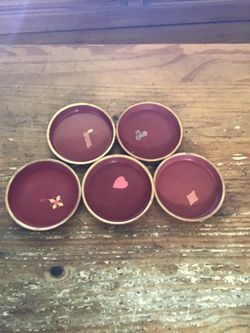 Lacquerware 1940s occupied japan5 poker game dishes