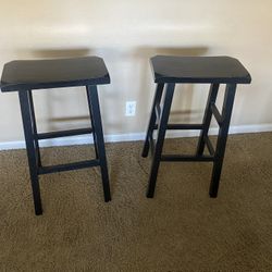 2 Dark Wood Barstools / Counter Stools 