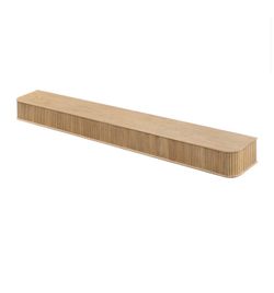 New in Box Modern Ember Alfama Fireplace 72” Long Oak Wood Mantel Shelf with Fluted Reed Details