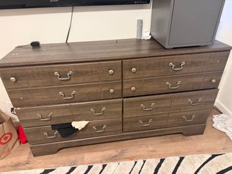 6-Drawer Wood Dresser with Metal Pulls