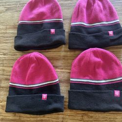 Set Of (4) Pink And Black TMobile Beanie 