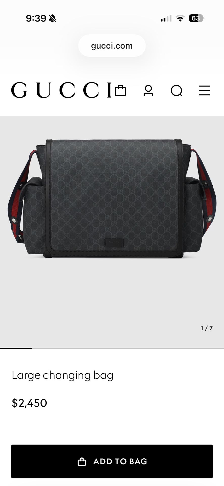 Gucci Diaper Bag Authentic