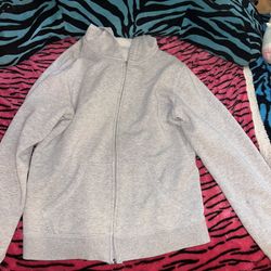 gray zip up jacket, size large/medium 