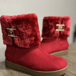 G By Guess Red faux fur boots 