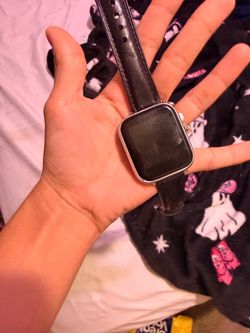 Apple Watch with Black Leather Band