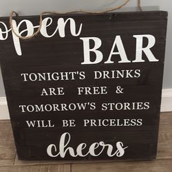 Wedding open bar sign