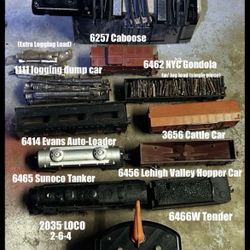 Lionel 2035 & Tender 1469SW Set + 7 Cars & Type KW Transformer w/RC O22 Turnouts