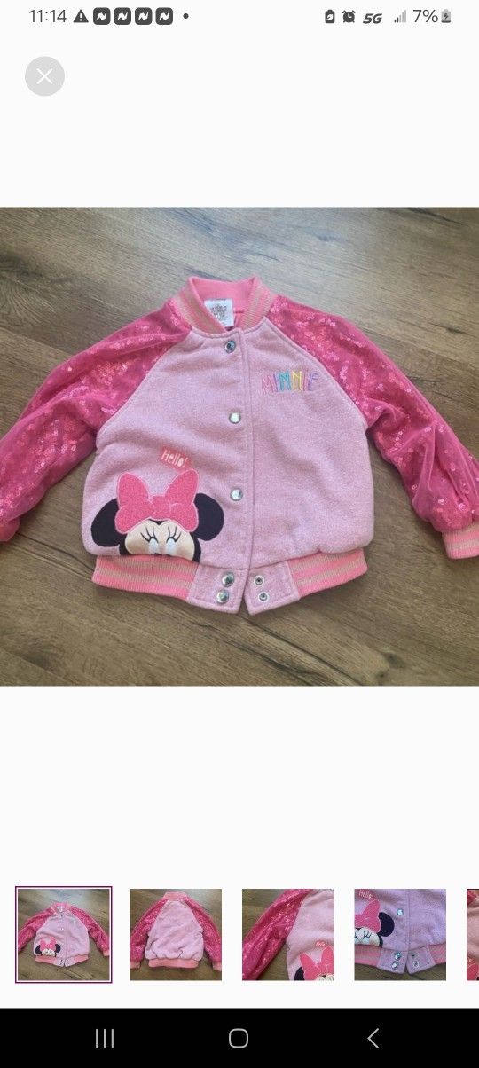 MINNIE MOUSE PINK SEQUIN girls  JACKET SZ 5/6