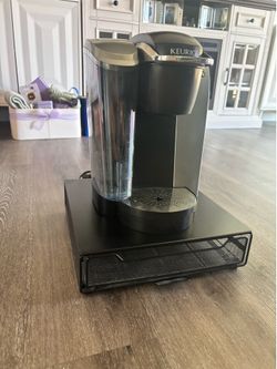 Keurig Coffee Machine with coffee pod storage