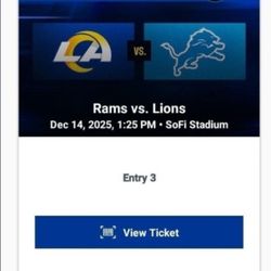 2 TIXS - RAMS VS LIONS - SEC. 207 - ROW 2-  $300  Each