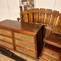 Full Bed Frame With Dresser And Night Stand