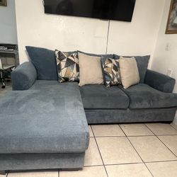 Blue Couch With Pillows 