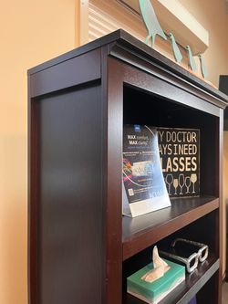 Dark Brown Wood Bookcase with Shelves