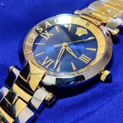 Versace Blue Two Tone "Revive" VAI230017 Swiss Women's Watch NWOT