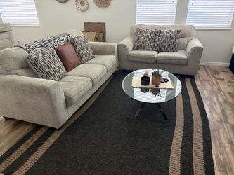 Light Gray Fabric Sofa and Loveseat Set