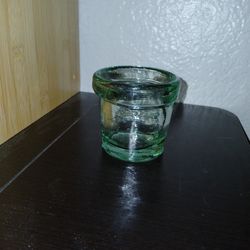 Green Short Bubble Glass