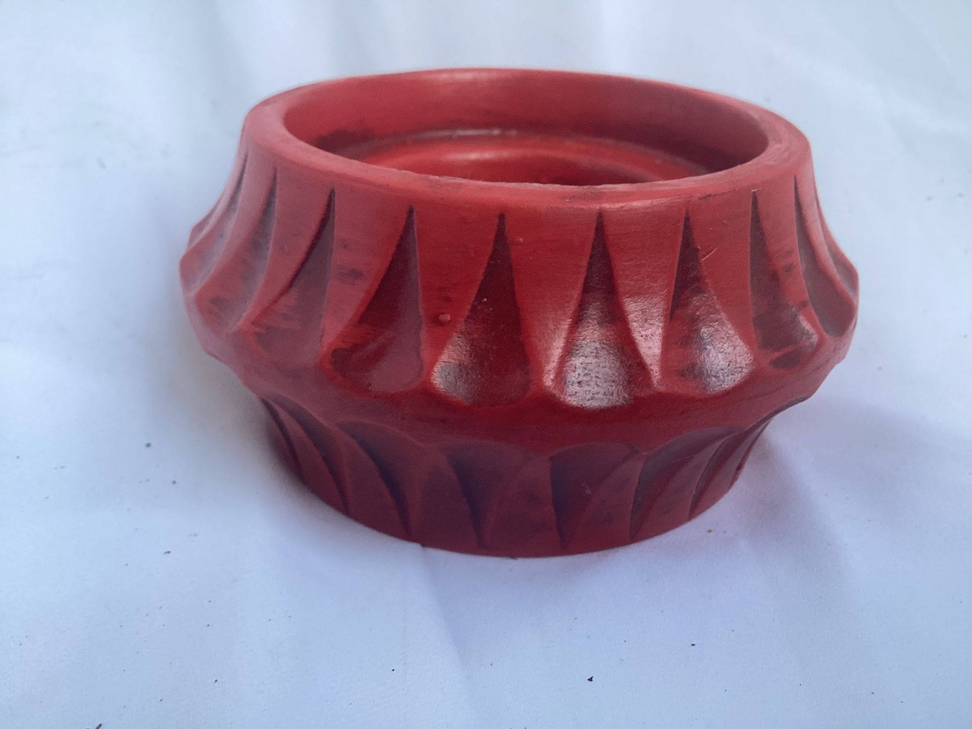 Ceramic Vintage Mid-Century Red Candle Holder