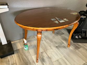 Oval Wood Dining Table with Glass Top. Solid Wood