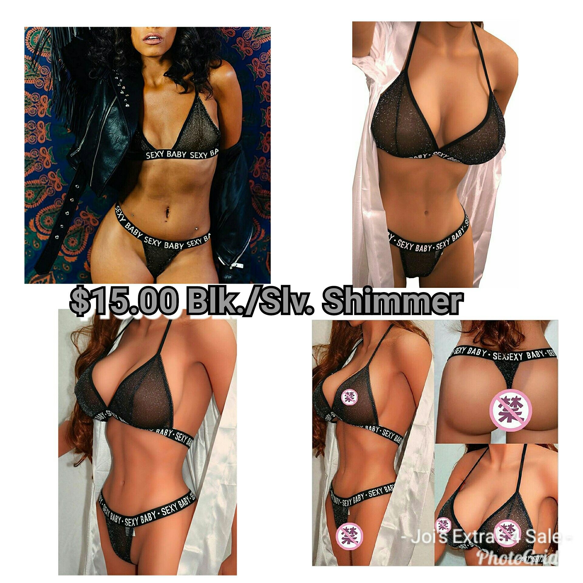 2 Piece Letter Bikini Set w/High cut undies