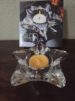 Studio Nova Crystal Star Tealight Candle Holder4", Heavy, new giftable $3.00 ea -have several