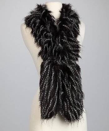 Scarf/Stole-black feather faux “fur” - New