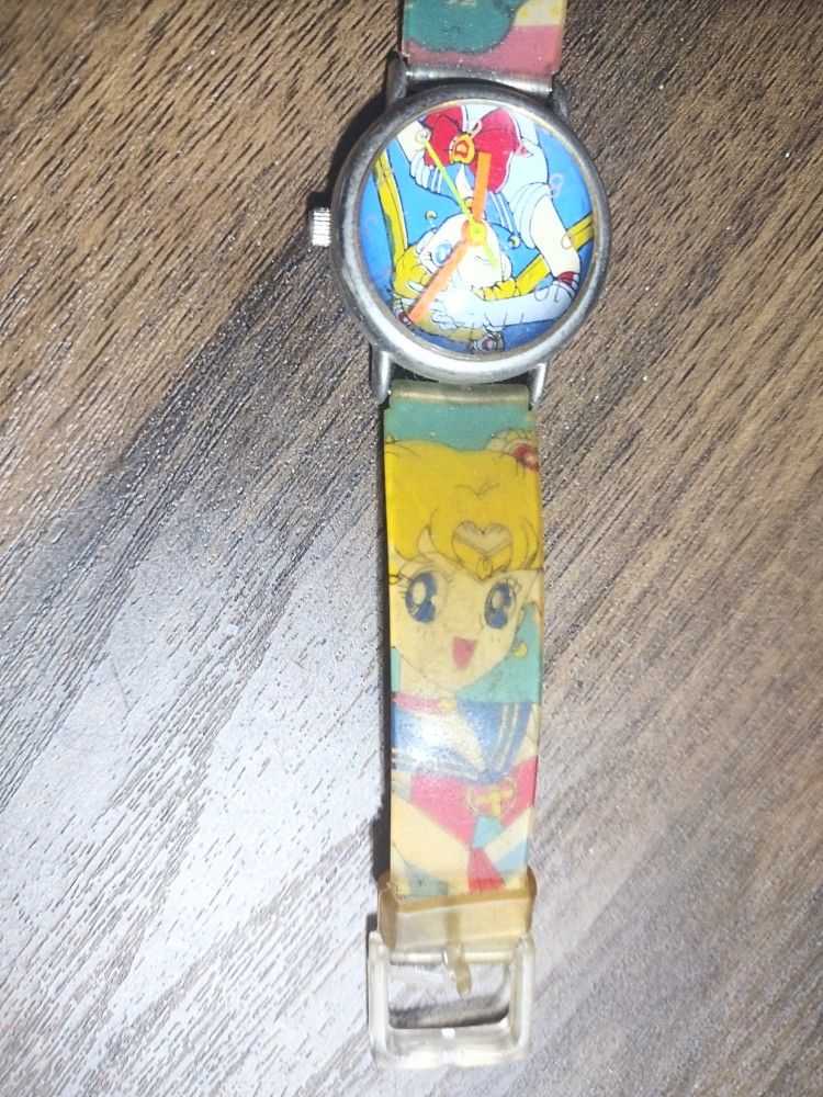 Vintage Stainless Steel Back Quartz Sailor Moon Watch