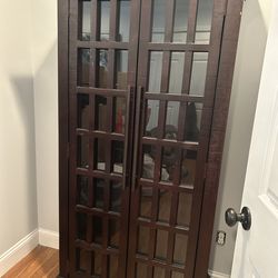 Solid Wood Display Cabinet with Glass Doors
