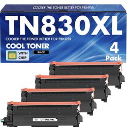 TN830 TN830XL 830XL Toner for Brother Printer 4 Pack Black