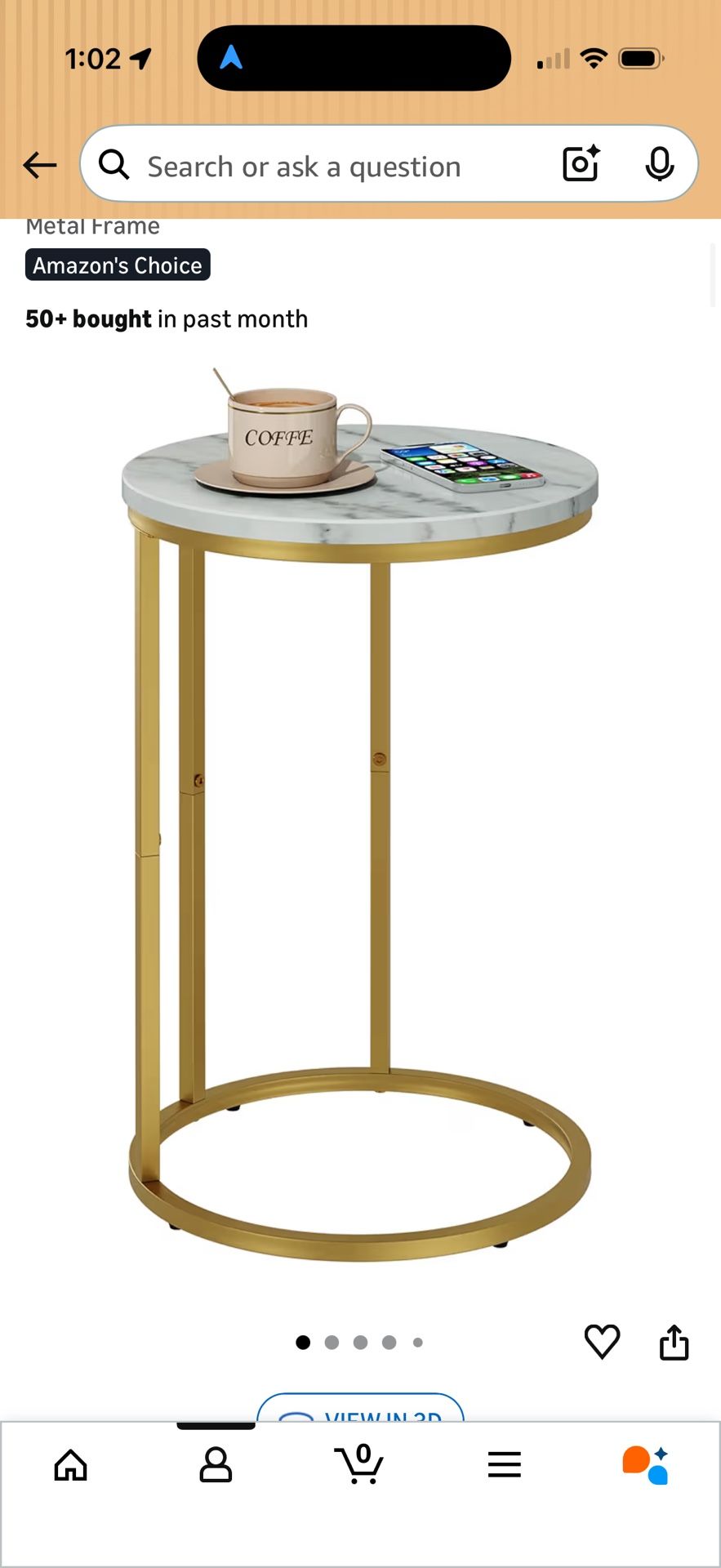 Marble & Gold Side Table