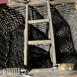 Vintage NEW Wood Picnic Basket