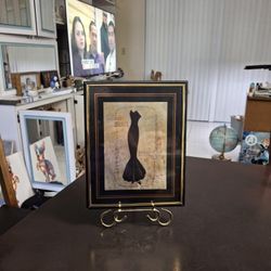 8" X 10" Framed Wall Art Stylized Print Of A Formal Evening Dress With French Phrases