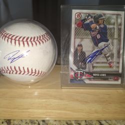 Royce Lewis Autograph Baseball And Rookie Card 