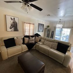 Gearhart 6-piece Leather Power Reclining Sectional, Ivory