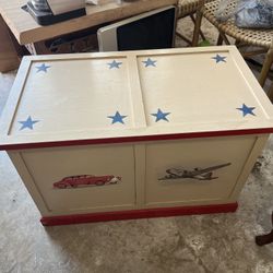 Boys hand painted toy Chest And Matching Bed Side Step