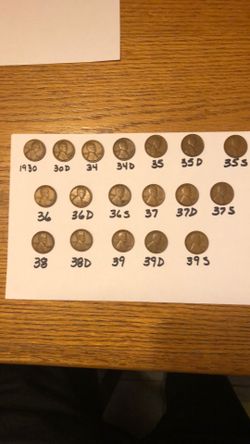 Wheat Pennies. 1930’s Lot