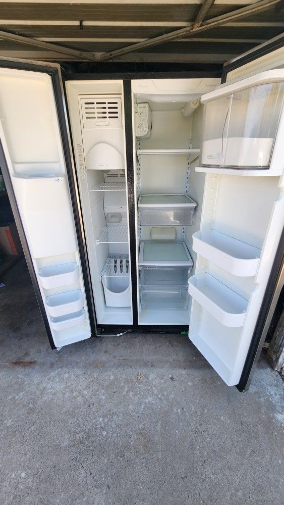 Amana Refrigerator Stainless Steel Front Side by Side