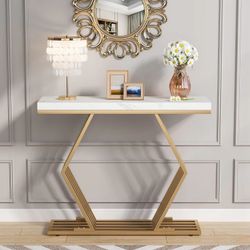 Tribesigns Console Table, 42" Modern Faux Marble Entryway Sofa Table