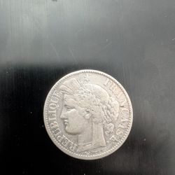 French 1800s Silver Two Franc Coin