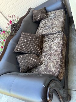 Traditional Sofa with Carved Wood Frame