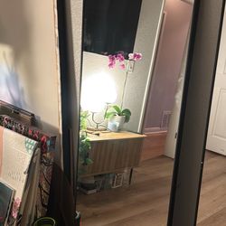 Modern Full-Length Black Metal Floor Mirror