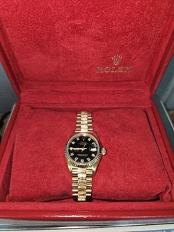 1987 Rolex Ladies Datejust 69278 18k Gold President Automatic Watch Diamond Dial