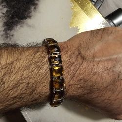 Smoky Quartz, Whiskey Smoky Quartz Tennis Bracelet Solid 925 Silver