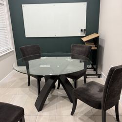 54” Round Glass Dining Table