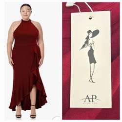 Halter Neck Ruffle Long Bridesmaid Formal Dress Sz 4X