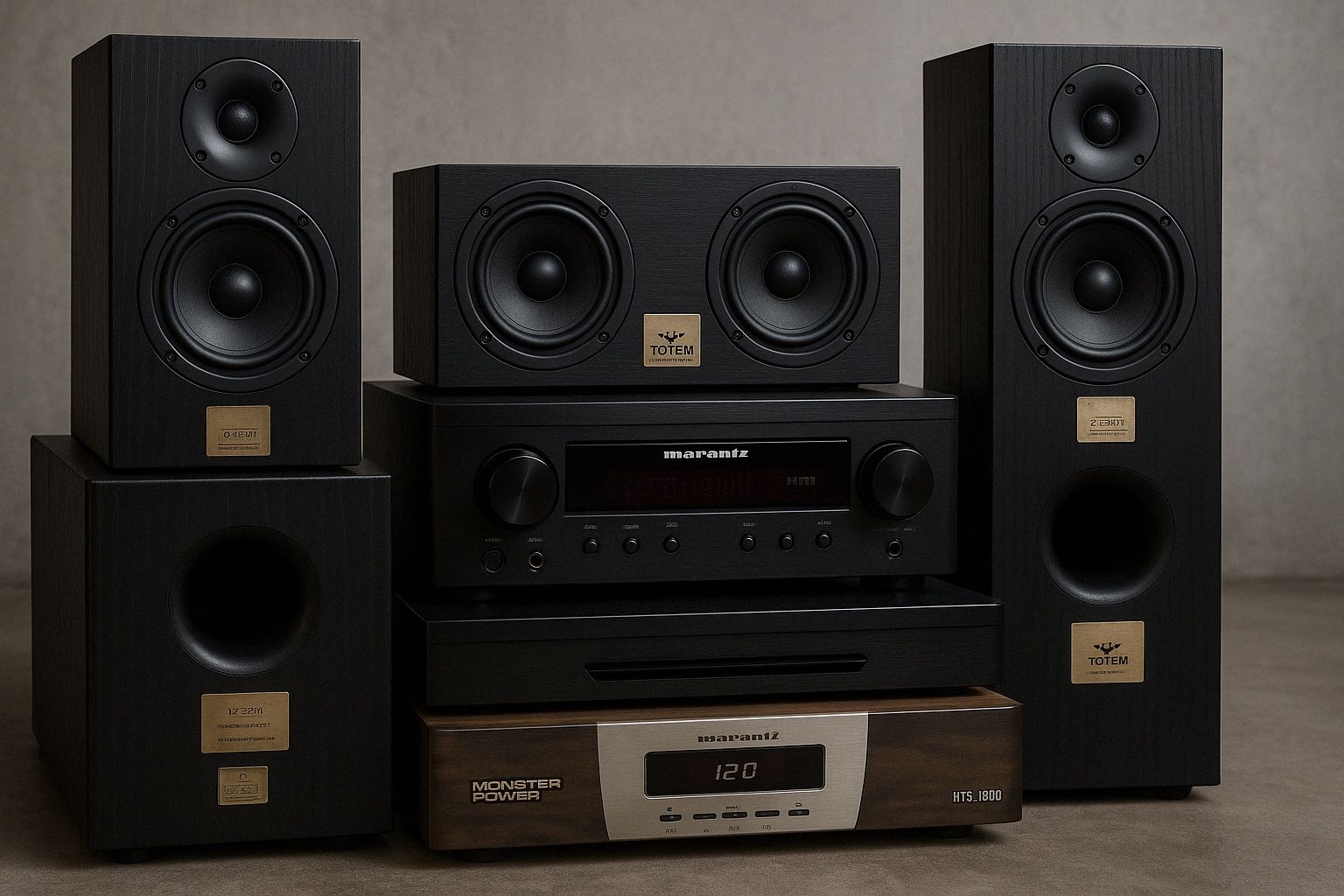 Premium Home Theater Bundle – Totem 5.1 Speakers + Marantz Receiver + Monster Power (Pickup Only – Culver City)