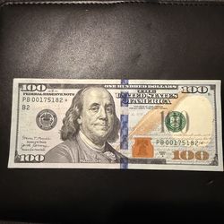 2017A $100 bill (One Hundred Dollar Bill) - Star Note - Circulated PB 00175182
